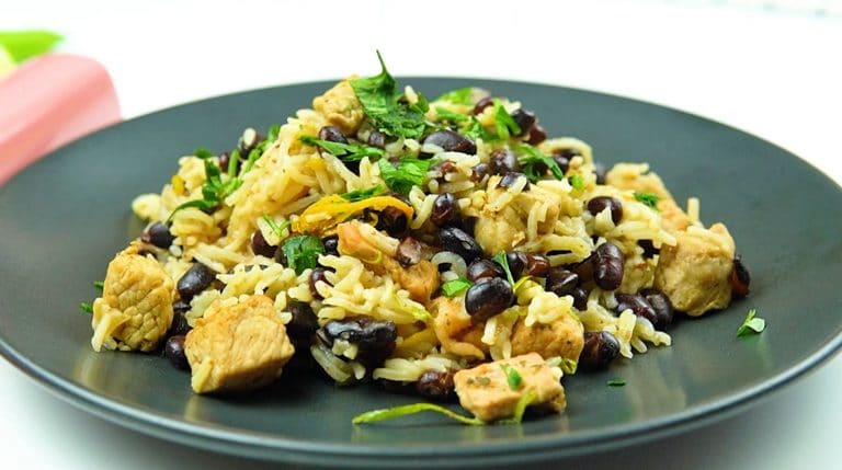 Easy Instant Pot Caribbean Pork Tenderloin with Rice and Beans