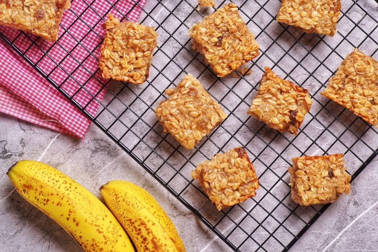 Homemade Low FODMAP Banana & Sultana Flapjack