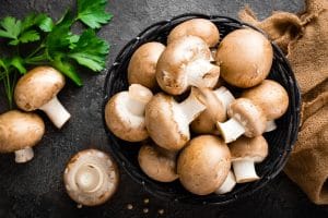 Mushrooms. Fresh mushrooms in basket