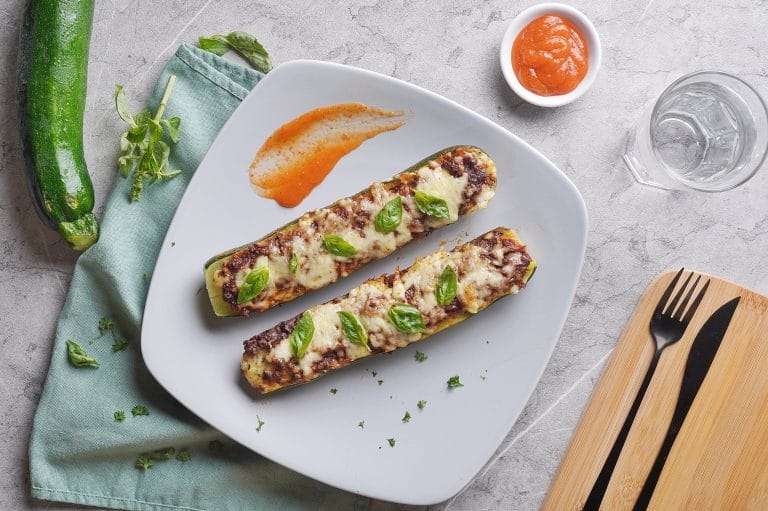 Simple Cheesy Lasagna Zucchini Boats