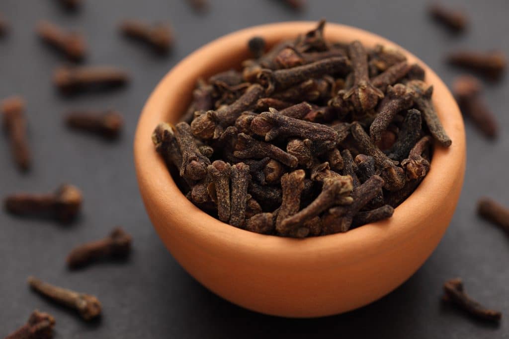 Cloves in a bowl. Close-up.