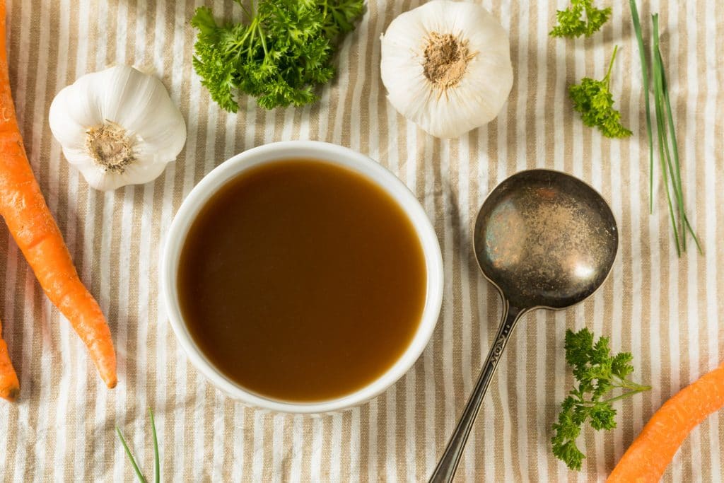 Homemade Organic Beef Bone Broth in a Bowl