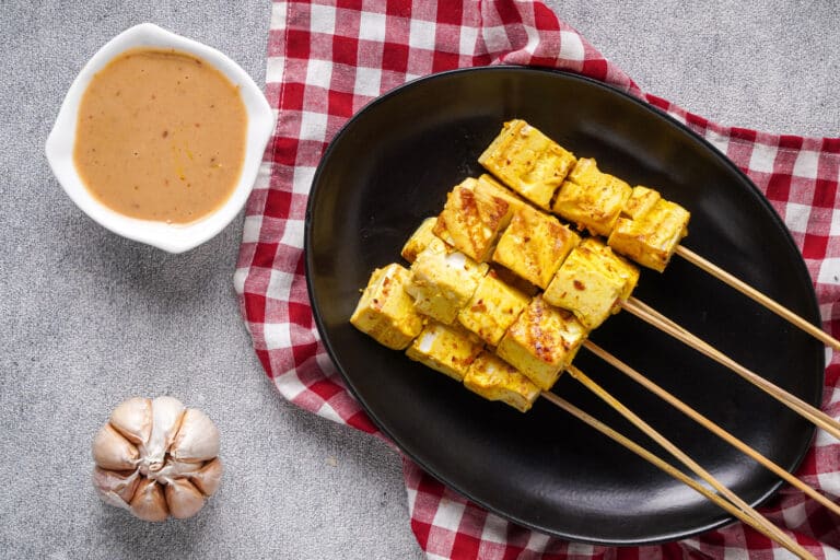 Simple Vegan Tofu Satay With Peanut Sauce